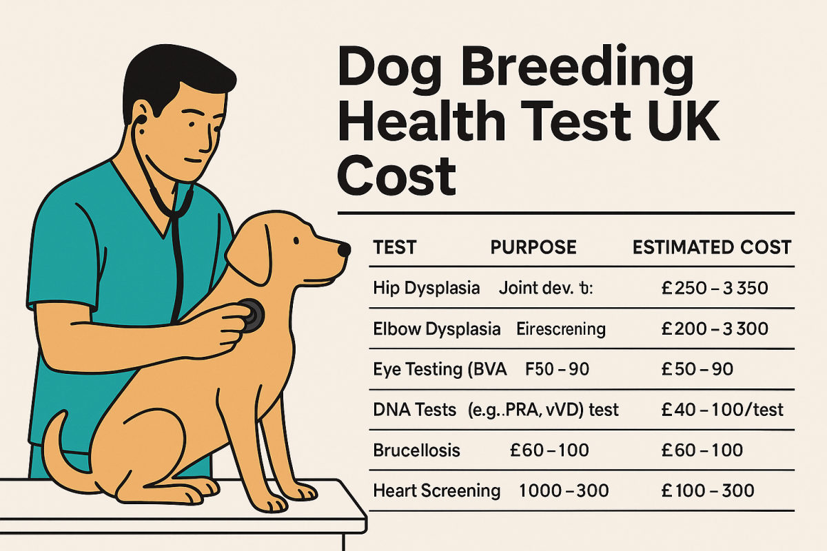 table showing cost of dog breeding health test uk cost